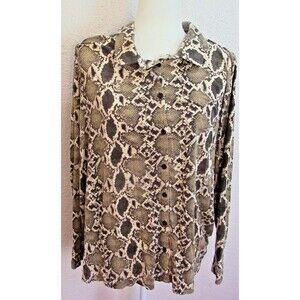 Brooke Shields Timeless Long Sleeve Snakeskin Print Button Down Shirt Size 1X